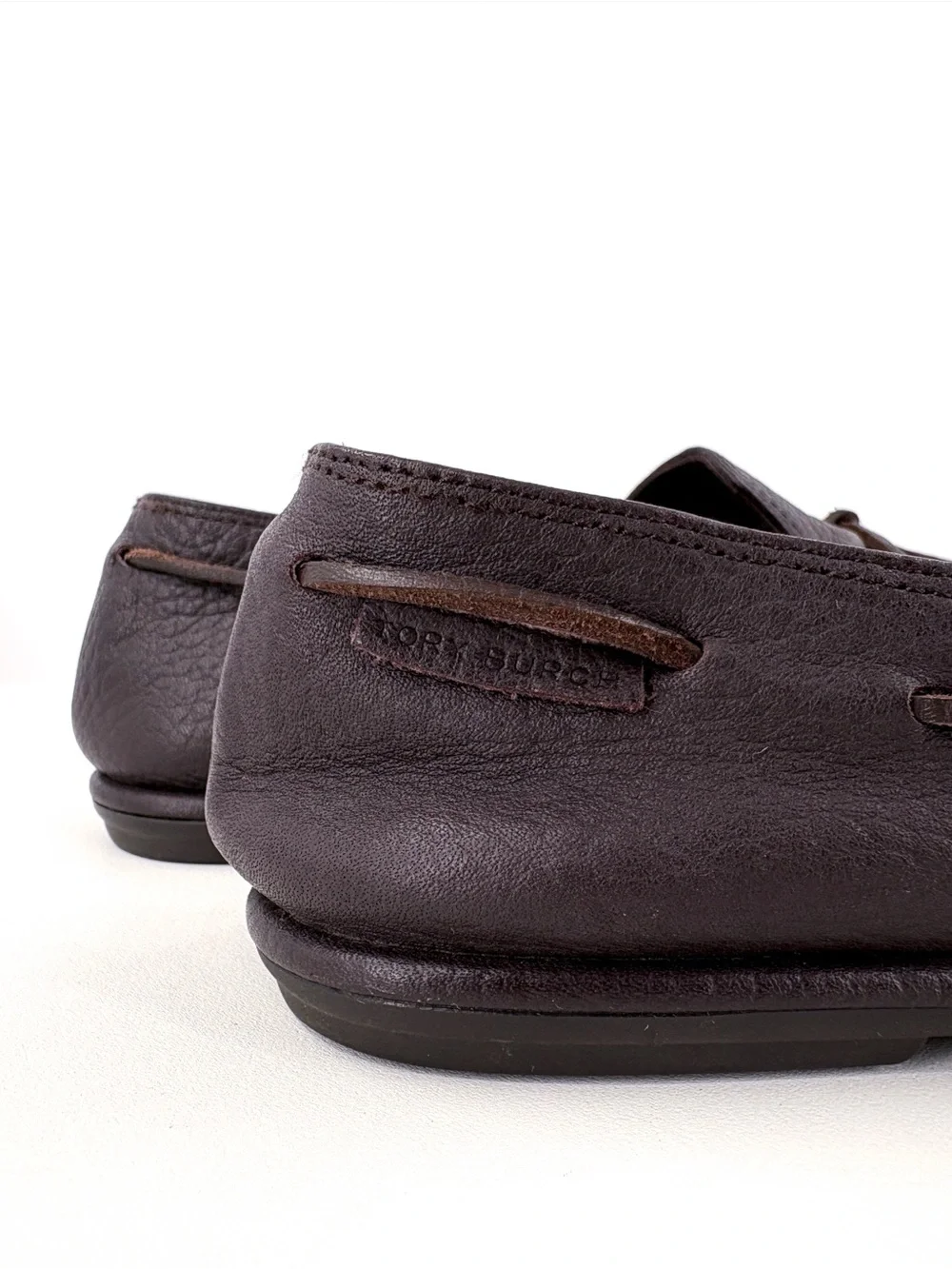 TORY BURCH The Boaty Brown Leather Boat Shoes 6.5